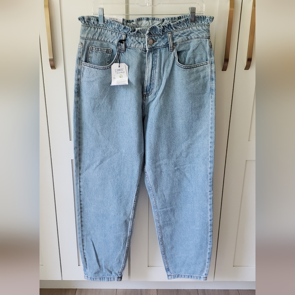 Miss Selfridge Jeans Womens 10 Blue Super High Waist Mom Tapered